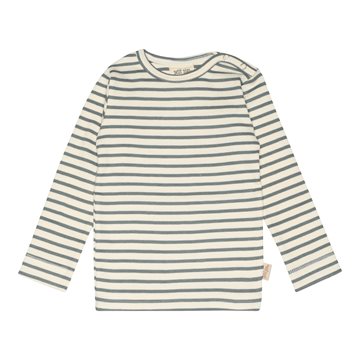 Petit Piao Langærmet T-shirt, Striber - Light Petrol/Offwhite